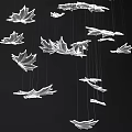 Modern Decorative Chandelier With Hanging Flying Bird Elements Against Black Background 3d model
