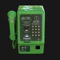 Green Vintage Retro Public Telephone With Handset Keypad And Coin Slot
