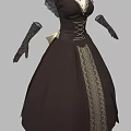 Vintage Black Long Dress With Intricate Lace Details Gloves And Shoes