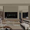 Modern Dining and Living Room Interior With Wooden Furniture Sofa TV Windows And Area Rug