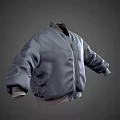Stylish Gray Bomber Jacket With Loose Fit Zipper Closure And Ribbed Cuffs Hem