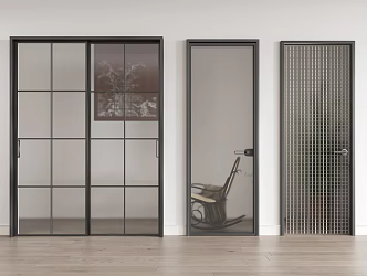 Kitchen door bathroom door magic gauze glass door single door kitchen door 3d model