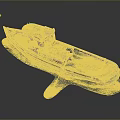 Vintage Old Wooden Boat Featuring Small Cabin Brown Yellow Hull And Water Reflection