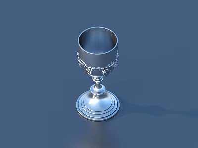 Silver Decorative Goblet With Intricate Carvings And Ornate Base Design 3d model