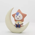 Cute Star Shaped Doll Sitting On Moon Crescent With Blue Hair And Yellow Scarf