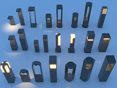 Different Styles of Modern Outdoor Lights with Decorative Designs and Illumination 3d model