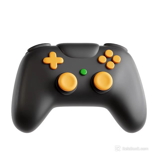 Smart Machine Ergonomic Game Controller With Black Body Yellow Buttons Green Button And Joysticks 3d model 