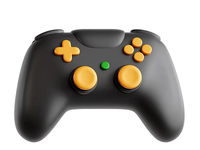 Smart Machine Ergonomic Game Controller With Black Body Yellow Buttons Green Button And Joysticks 3d model
