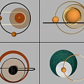 Modern Wall Decor With Geometric Metal Rings Spherical Accents And Gold Green Tones