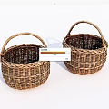 Set of Two Handmade Wicker Storage Baskets with Handles for Home Organizing