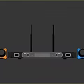 Wireless Microphone Receiver With Dual Antennas And Orange Blue Handle Microphones