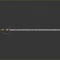 Ancient Decorative Sword With Blue Blade And Ornate Golden Handle