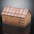 Rustic Wooden Barn Structure With Rusty Corrugated Metal Roof And Wooden Door