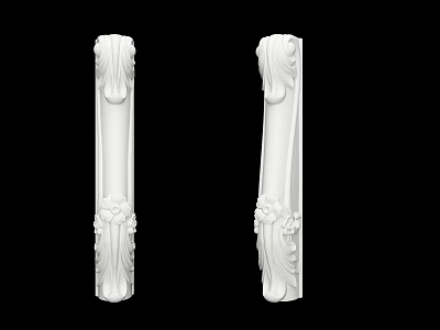 White Carved Decorative Columns With Ornate Floral Patterns And Intricate Details 3d model