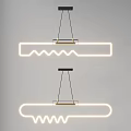 Modern Pendant Lights With Linear Geometric Shape Black Hanging Fixture And LED Glow