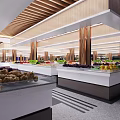 Spacious Aisles With Neat Shelves And Various Products In Modern Supermarket