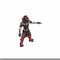 3D Anthropomorphic Wolf Character With Mechanical Arm Brown Upper Body Red Pants And Red Hat