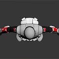 3D Armored Sci Fi Character With White Helmet Black Red Armor Standing Pose
