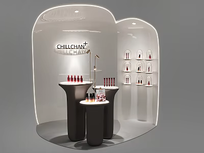 Chillchan Beauty Hair Products Display With Modern Tables Shelves And Interior Design 3d model