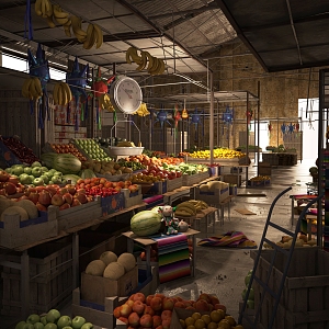 Modern Fruit Shop Old Fruit Market 3d model