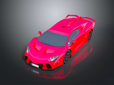 Red Sports Car With Sleek Aerodynamic Design And Rear Spoiler On Black Surface 3d model