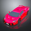 Red Sports Car With Sleek Aerodynamic Design And Rear Spoiler On Black Surface