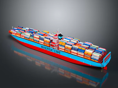 Maersk Line Container Ship with Colorful Containers Sailing on the Sea 3d model