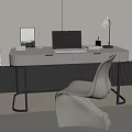 Desk and Chair Combination Study Desk Computer Desk Single Chair Computer Desk Lamp 3d model