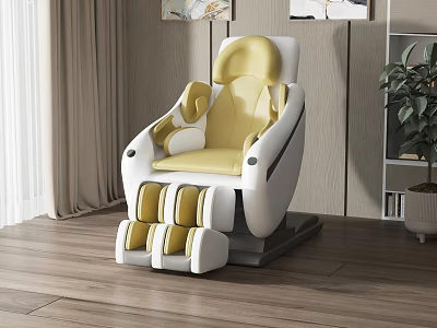 Comfortable Yellow And White Massage Chair With Leg Massage Function In Modern Living Room Interior 3d model