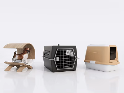 Various Styles Pet Houses For Dogs With Wooden Base Metal Grid And Enclosed Design 3d model