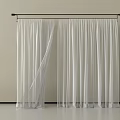White Sheer Curtains With Black Curtain Rod On Modern Light Background