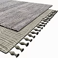 Square Rugs With Geometric Patterns Woven Textures Tassel Details Neutral And Blue Tones