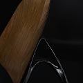 Modern Wooden Accent Chair With Curved Design And Black Metal Legs