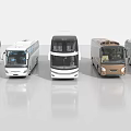 Different Types of Buses Displayed in Modern White Black and Brown Colors