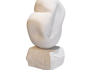 Abstract White Stone Art Installation With Smooth Curved Form And Solid Base 3d model