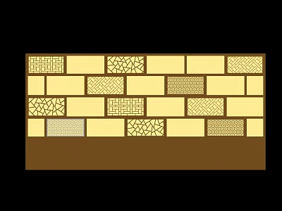 Decorative Carved Windows In Traditional Wall Design With Intricate Patterns And Brick Elements 3d model
