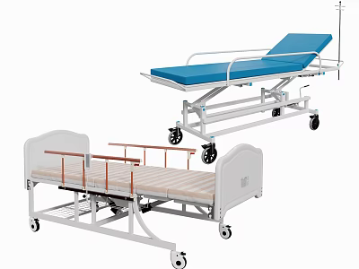 Medical Beds Featuring Adjustable Hospital Bed And Stretcher Bed With Metal Frame And Wheels 3d model