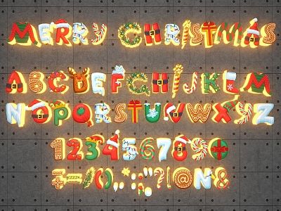 Christmas Cartoon Letter Lighting Wall Decoration 3d model