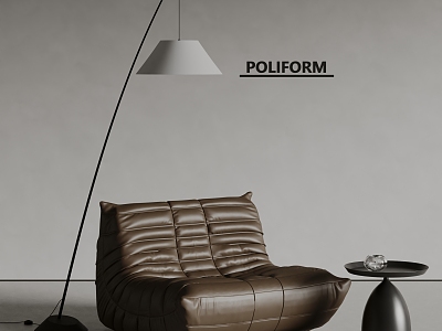 poliform Modern Single Sofa Leather Sofa Side Floor Lamp 3d model