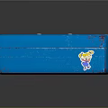 Blue Storage Box With Metal Handle And Colorful Cartoon Character Stickers