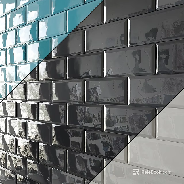 Modern Wall Tile Components With Blue Black And White Rectangular Decorative Designs 3d model