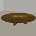 Round Dark Brown Coffee Table With Modern Minimalist Design And Unique Geometric Base 3d model