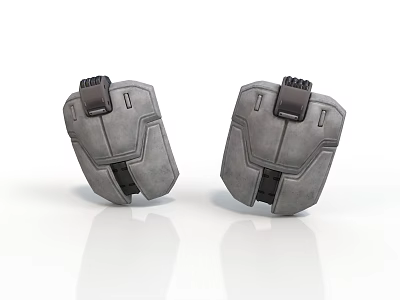 Pair of Gray Tactical Knee Pads With Textured Surface And Black Straps 3d model