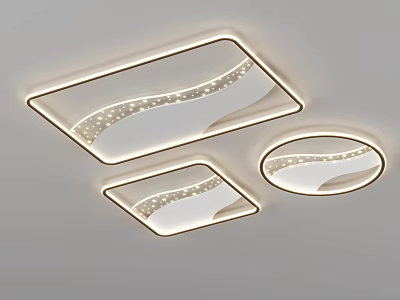 Stylish Modern Ceiling Lights In Various Shapes With Illuminated Details 3d model
