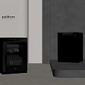 Modern Black Kitchen Appliances With Oven And Dishwasher Featuring Golden Accents In Minimalist Kitchen