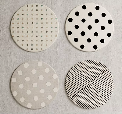 Round Rugs With Various Polka Dots And Geometric Stripes In Neutral Tones 3d model