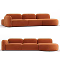 Modern Orange Sectional Sofa With Comfortable Modular Living Room Seating Design 3d model