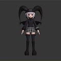 Anime Character Design With Purple Hair Horned Headpiece Black Top Plaid Skirt And Small Wings