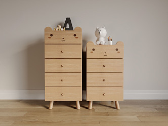 Modern Drawers Cartoon Cute Bear Side Cabinet Children's Storage Cabinet 3d model