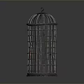 Classic Metal Birdcage With Cylindrical Frame Intricate Metal Bars And Hanging Hook